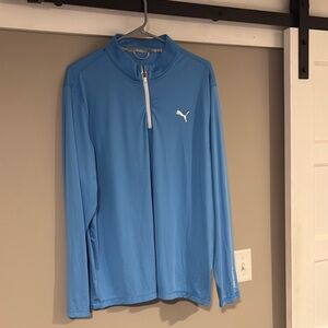 Puma Blue Lightweight Shirt Jacket with Quarter-Zip